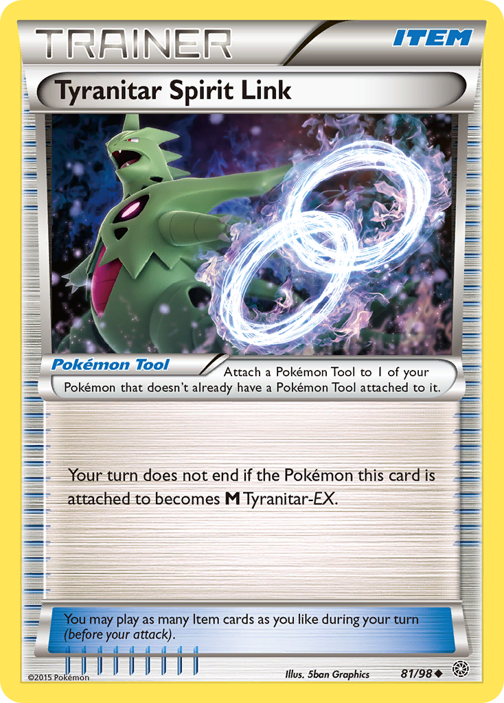 Tyranitar Spirit Link Pokémon card, Ancient Origins, AOR #81