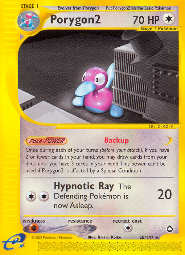 Porygon2 Pokémon card, Aquapolis, AQ #28