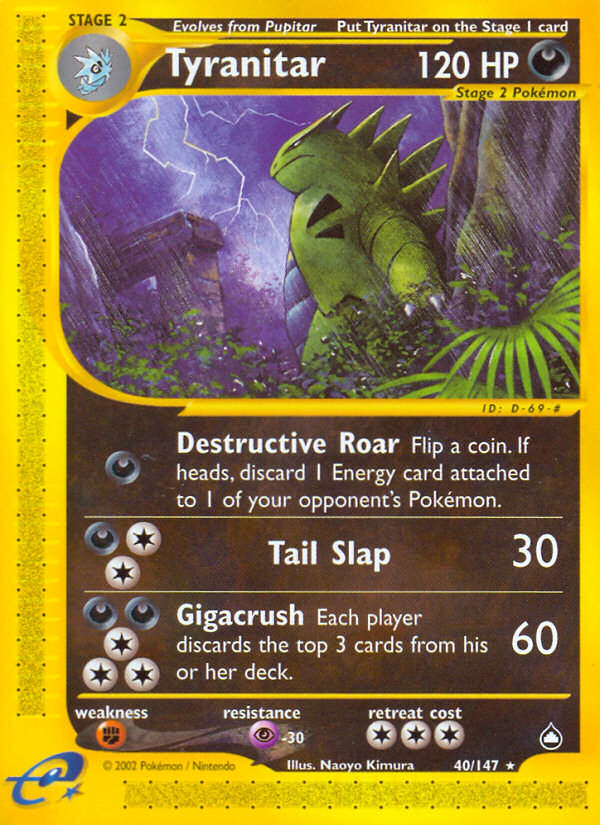 Tyranitar Pokémon card, Aquapolis, AQ #40