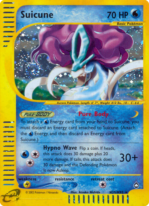 Suicune Pokémon card, Aquapolis, AQ #H25