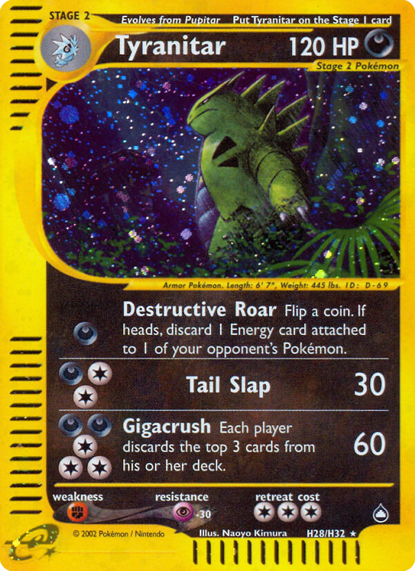 Tyranitar Pokémon card, Aquapolis, AQ #H28