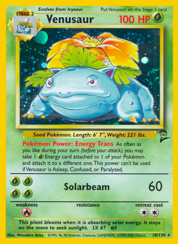 Venusaur Pokémon card, Base Set 2, B2 #18