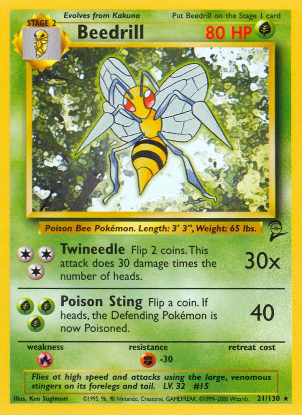 Beedrill Pokémon card, Base Set 2, B2 #21