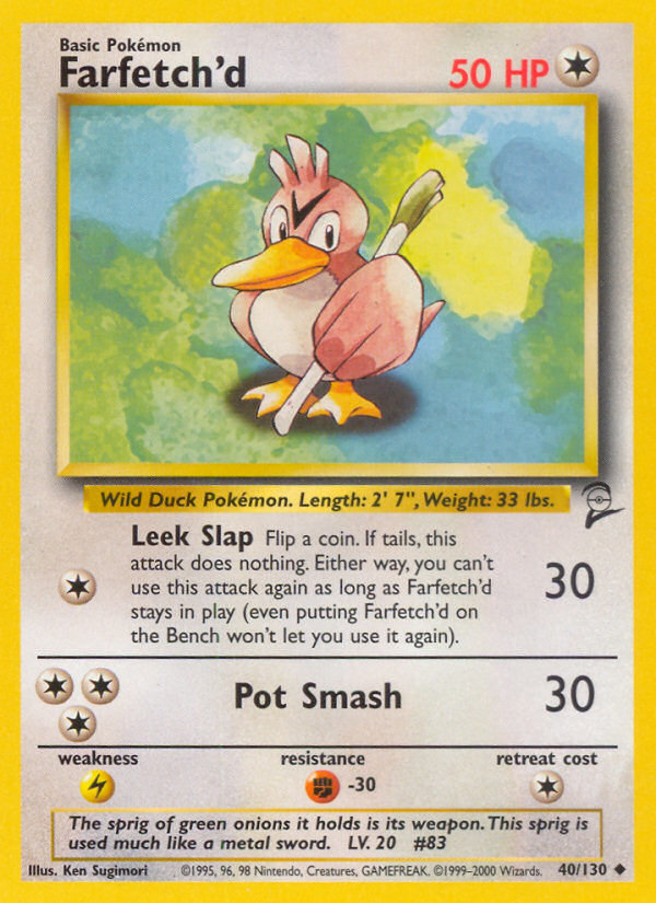 Farfetch'd Pokémon card, Base Set 2, B2 #40