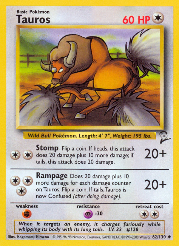 Tauros Pokémon kartı, Base Set 2, B2 #62