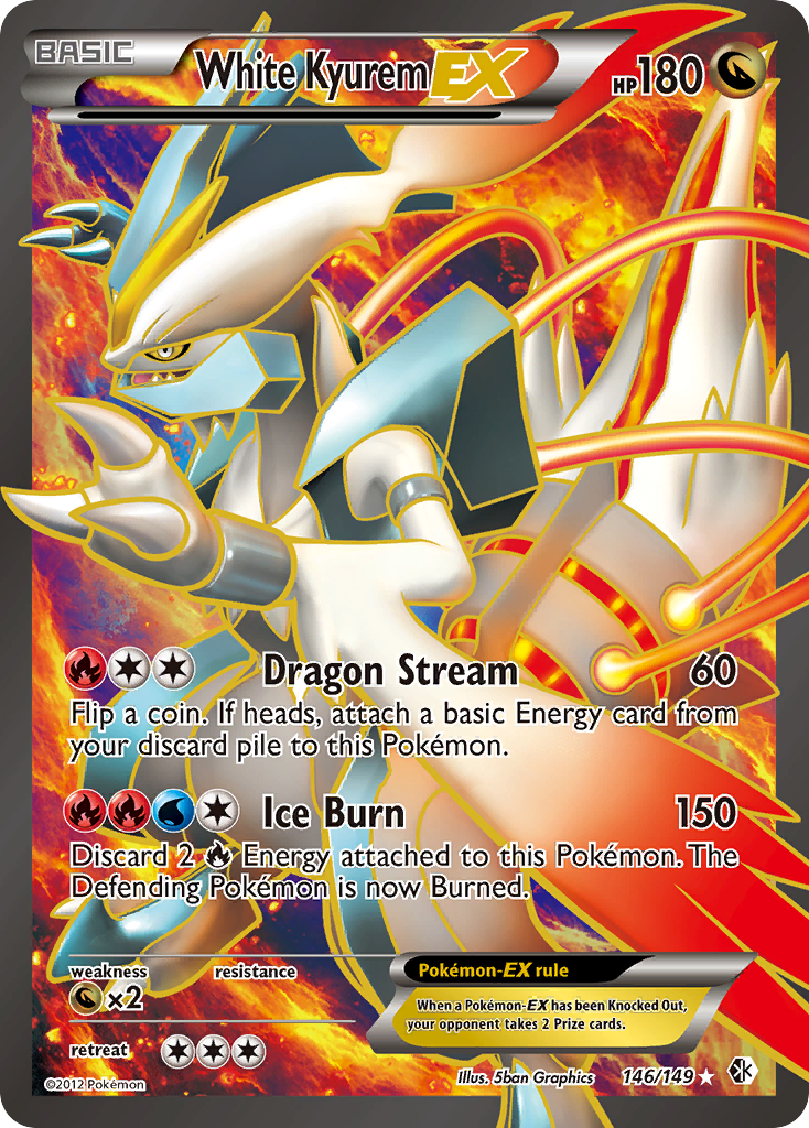 White Kyurem-EX Pokémon card, Boundaries Crossed, BCR #146