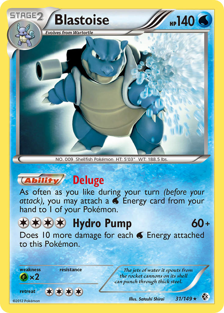 Blastoise Pokémon card, Boundaries Crossed, BCR #31