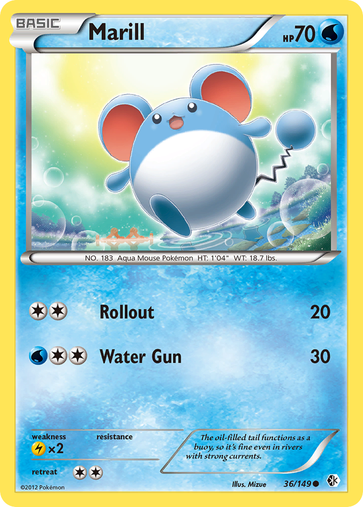 Marill Pokémon card, Boundaries Crossed, BCR #36
