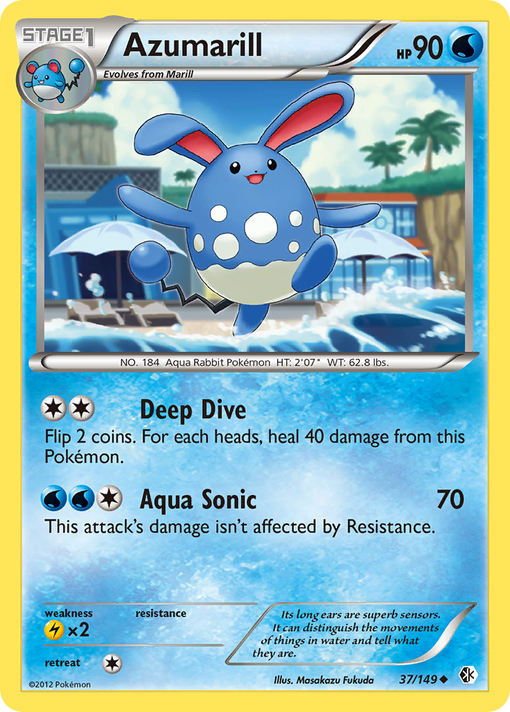 Azumarill Pokémon card, Boundaries Crossed, BCR #37