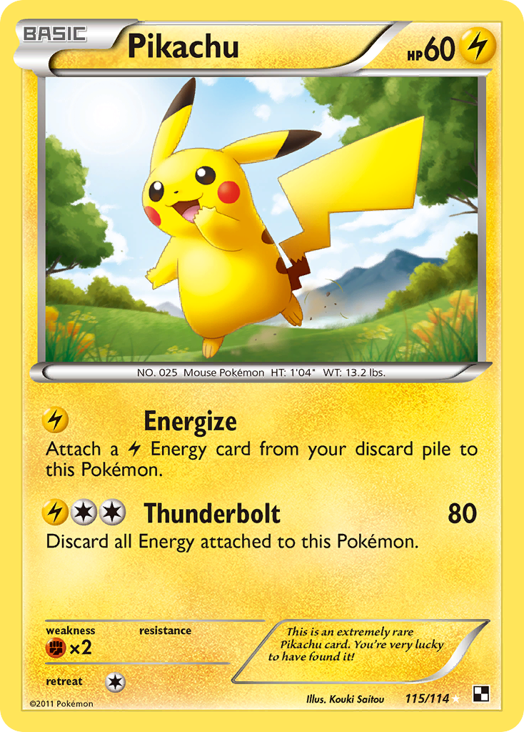 Pikachu Pokémon kartı, Black & White, BLW #115