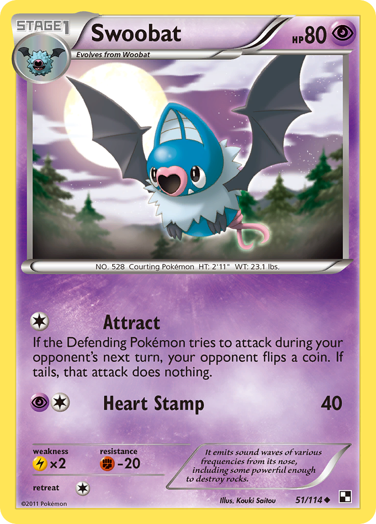 Swoobat Pokémon kartı, Black & White, BLW #51