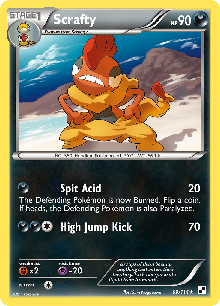 Scrafty Pokémon kartı, Black & White, BLW #69
