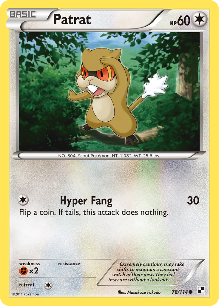 Patrat Pokémon card, Black & White, BLW #78