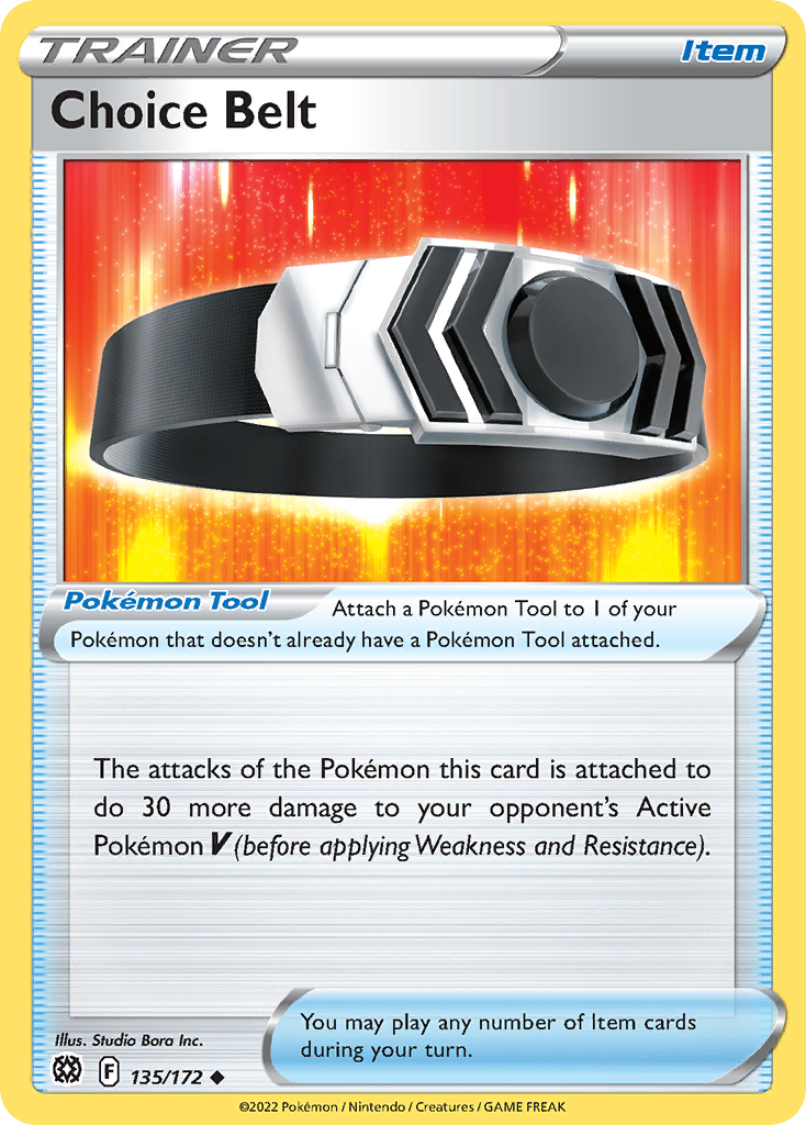 Choice Belt Pokémon card, Brilliant Stars Trainer Gallery, BRS #135