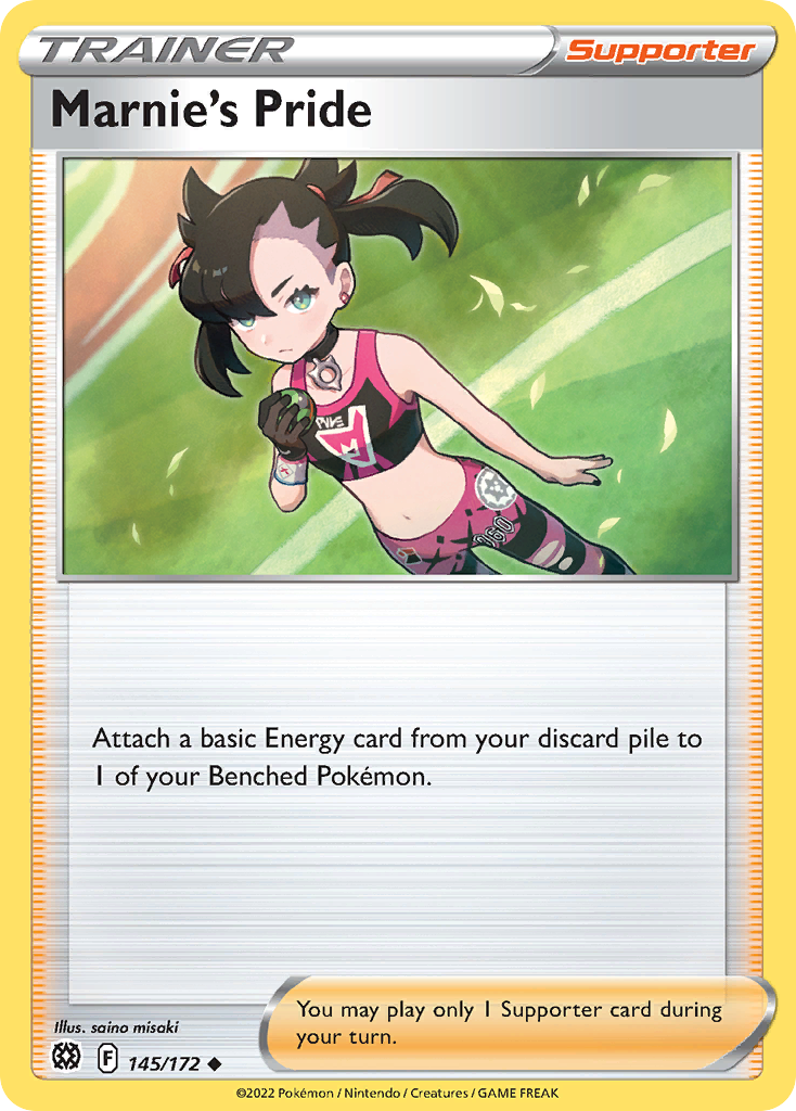 Marnie's Pride Pokémon card, Brilliant Stars Trainer Gallery, BRS #145