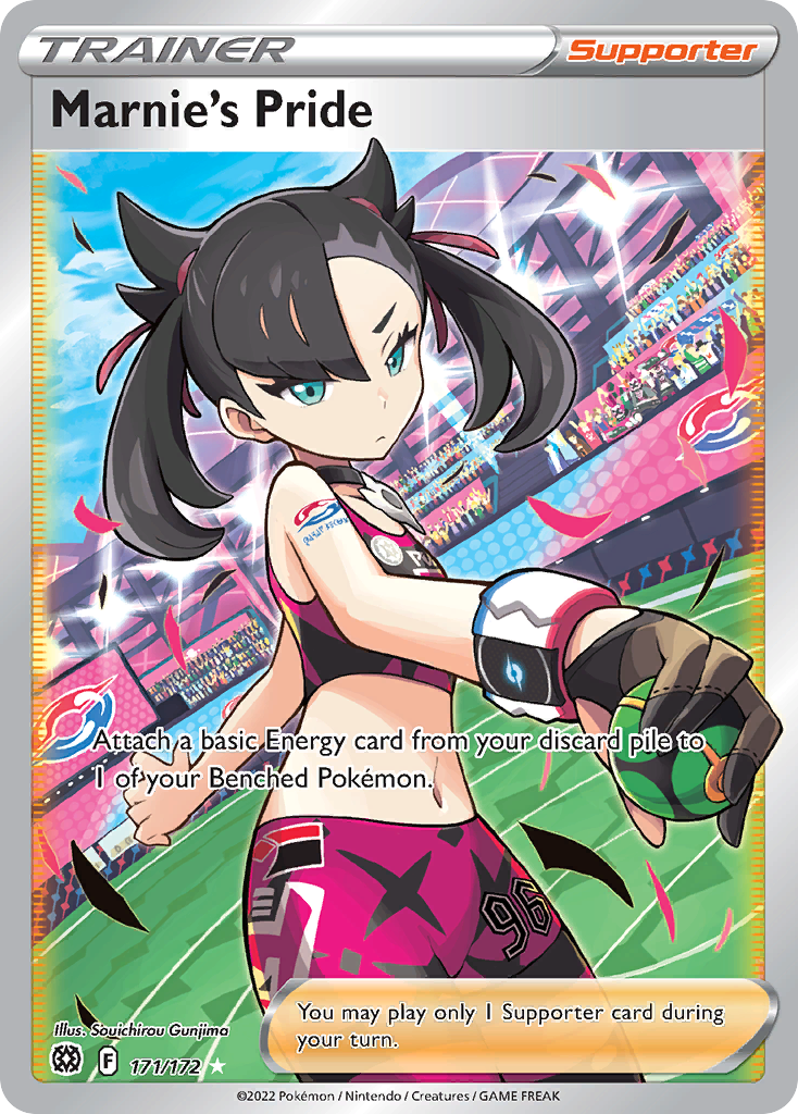 Marnie's Pride Pokémon card, Brilliant Stars Trainer Gallery, BRS #171