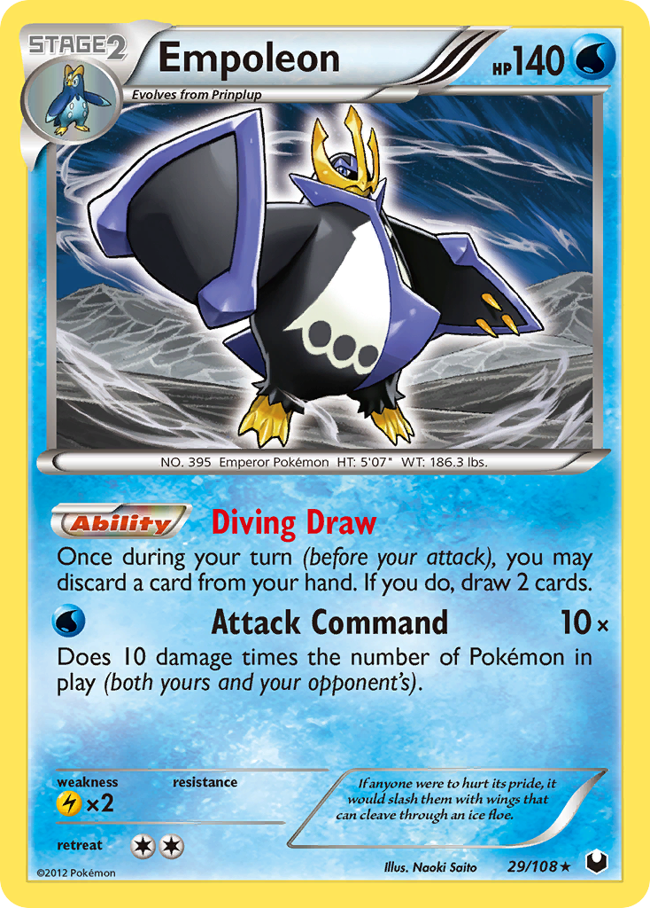 Empoleon Pokémon card, Dark Explorers, DEX #29