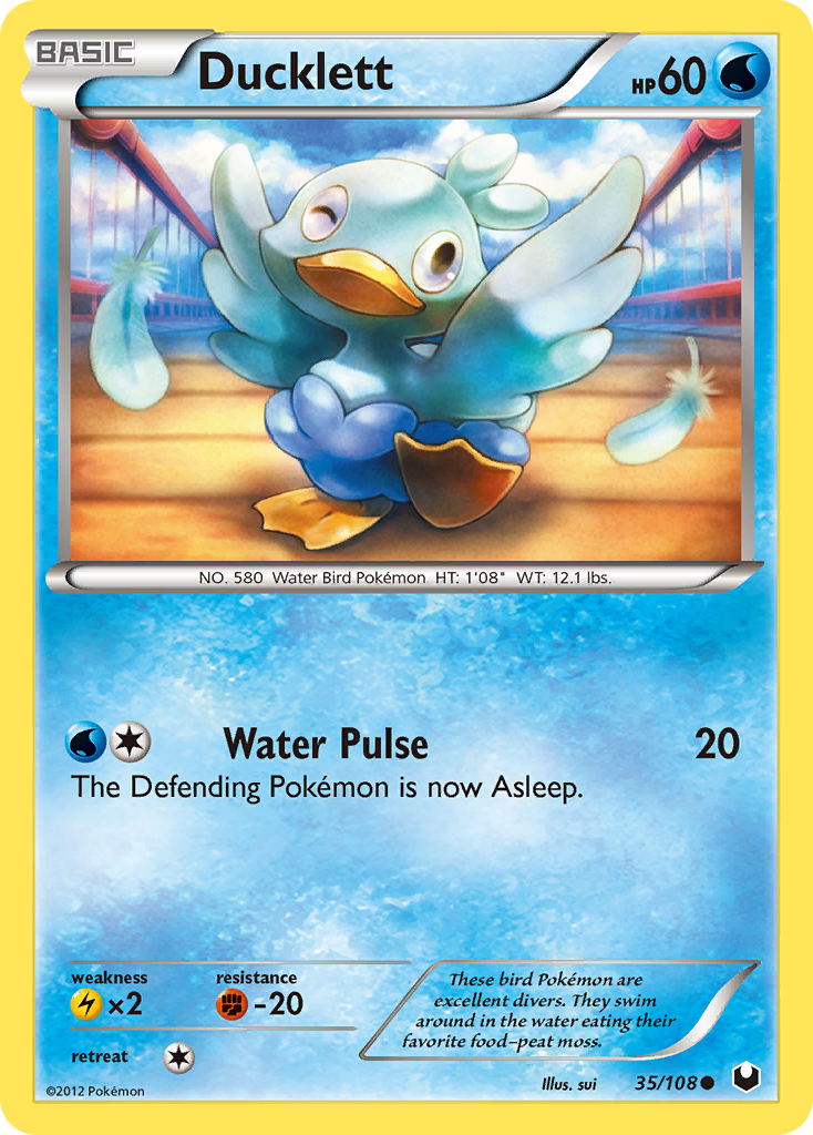 Ducklett Pokémon card, Dark Explorers, DEX #35