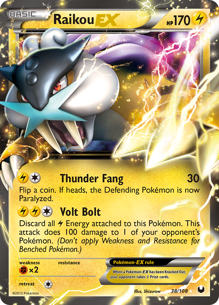 Raikou-EX Pokémon card, Dark Explorers, DEX #38