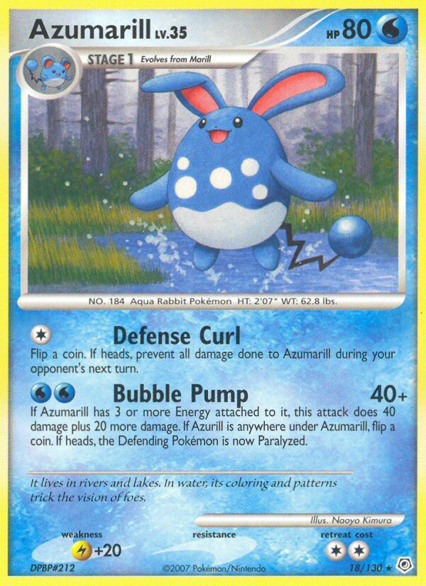 Azumarill Pokémon kartı, Diamond & Pearl, DP #18