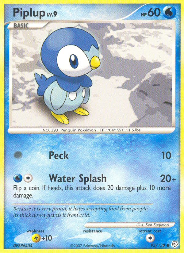Piplup Pokémon card, Diamond & Pearl, DP #93