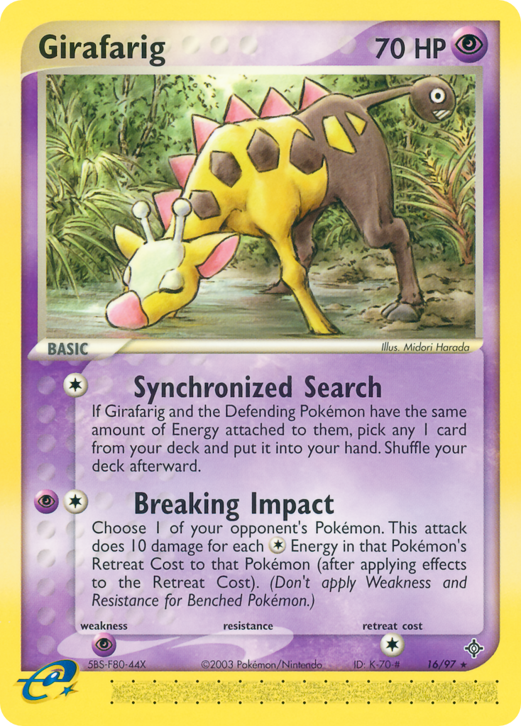 Girafarig Pokémon card, Dragon, DR #16