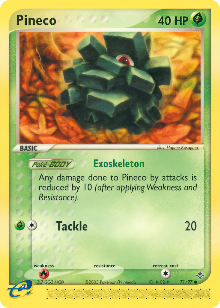 Pineco Pokémon card, Dragon, DR #71
