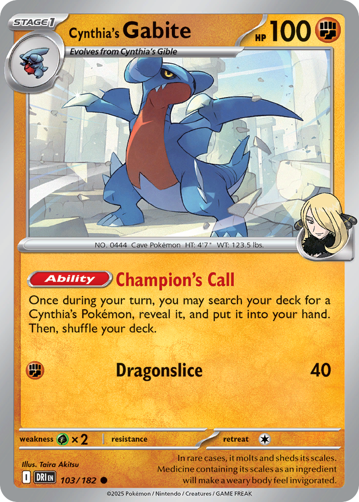 Cynthia's Gabite Pokémon card, Destined Rivals, DRI #103