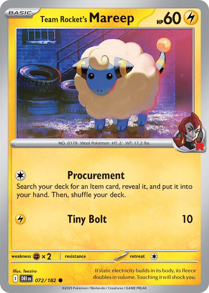 Team Rocket's Mareep Pokémon kartı, Destined Rivals, DRI #72