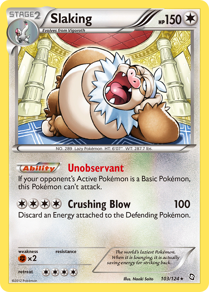 Slaking Pokémon card, Dragons Exalted, DRX #103