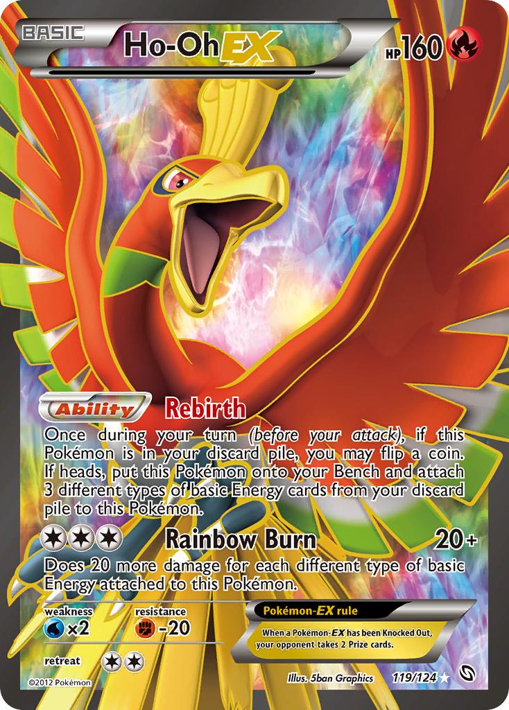 Ho-Oh-EX Pokémon card, Dragons Exalted, DRX #119