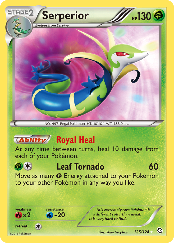 Serperior Pokémon card, Dragons Exalted, DRX #125