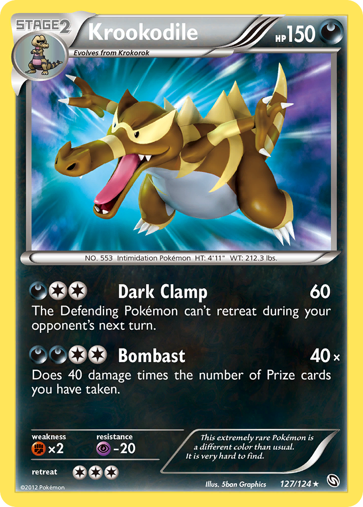 Krookodile Pokémon card, Dragons Exalted, DRX #127