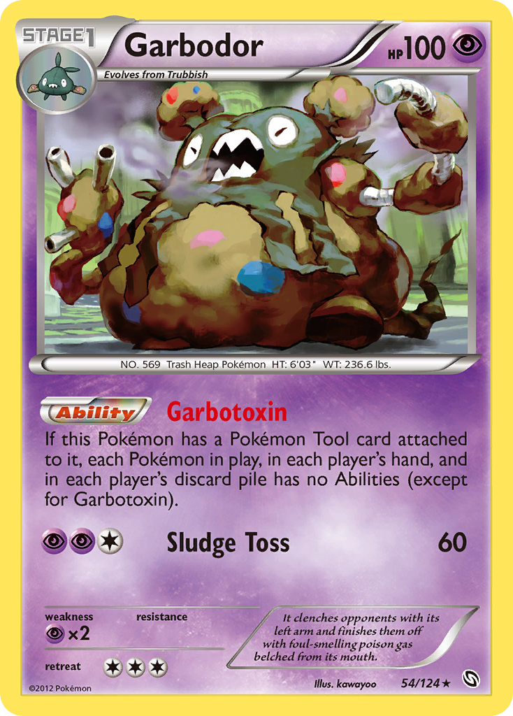 Garbodor Pokémon card, Dragons Exalted, DRX #54
