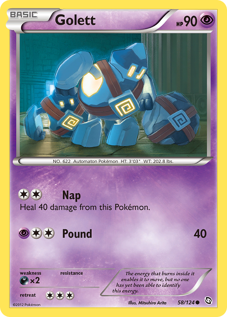 Golett Pokémon card, Dragons Exalted, DRX #58