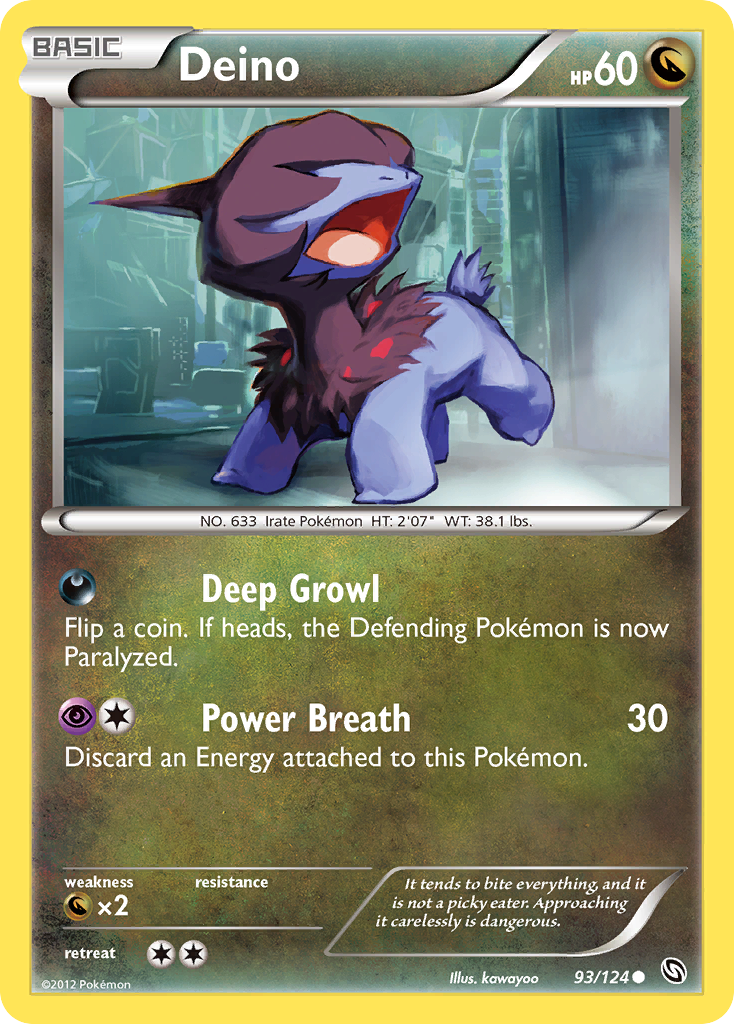 Deino Pokémon card, Dragons Exalted, DRX #93
