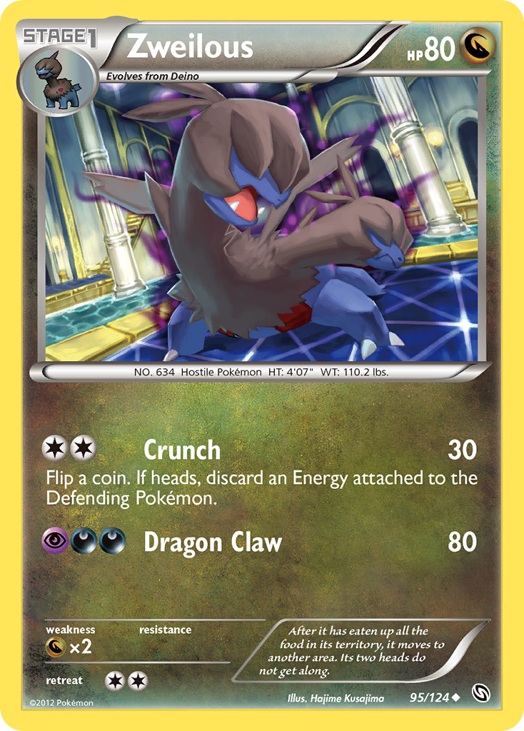 Zweilous Pokémon card, Dragons Exalted, DRX #95
