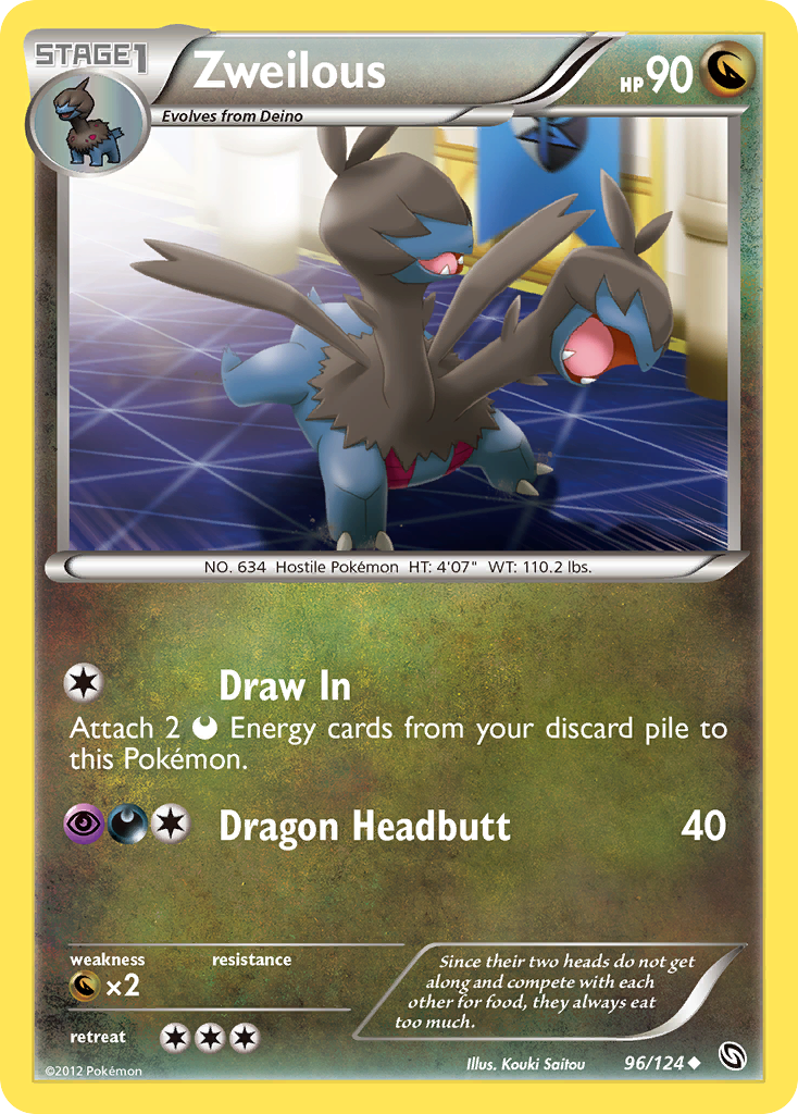 Zweilous Pokémon card, Dragons Exalted, DRX #96