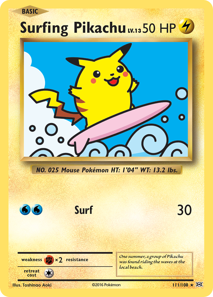 Surfing Pikachu Pokémon kartı, Evolutions, EVO #111