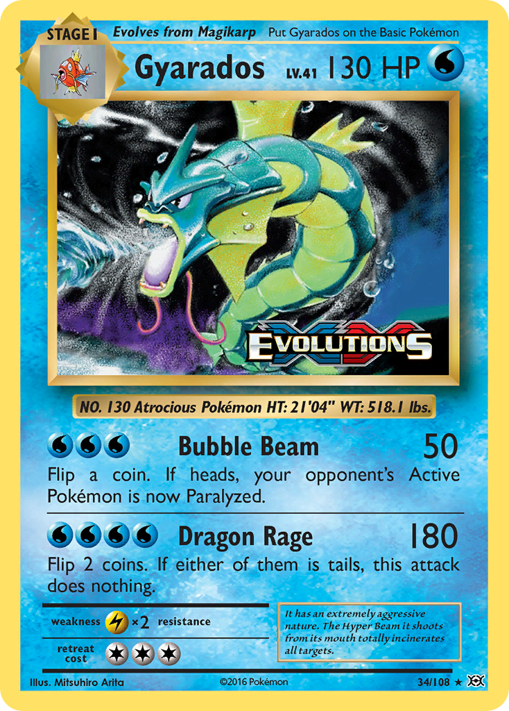 Gyarados Pokémon kartı, Evolutions, EVO #34