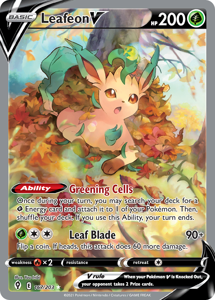 Leafeon V Pokémon kartı, Evolving Skies, EVS #167