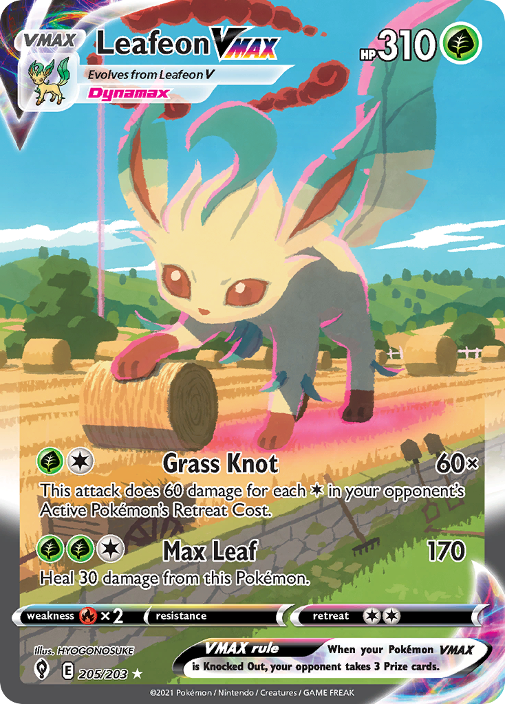 Leafeon VMAX Pokémon kartı, Evolving Skies, EVS #205