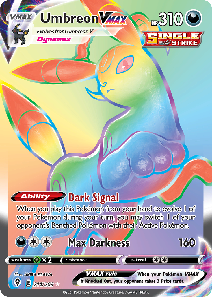 Umbreon VMAX Pokémon kartı, Evolving Skies, EVS #214