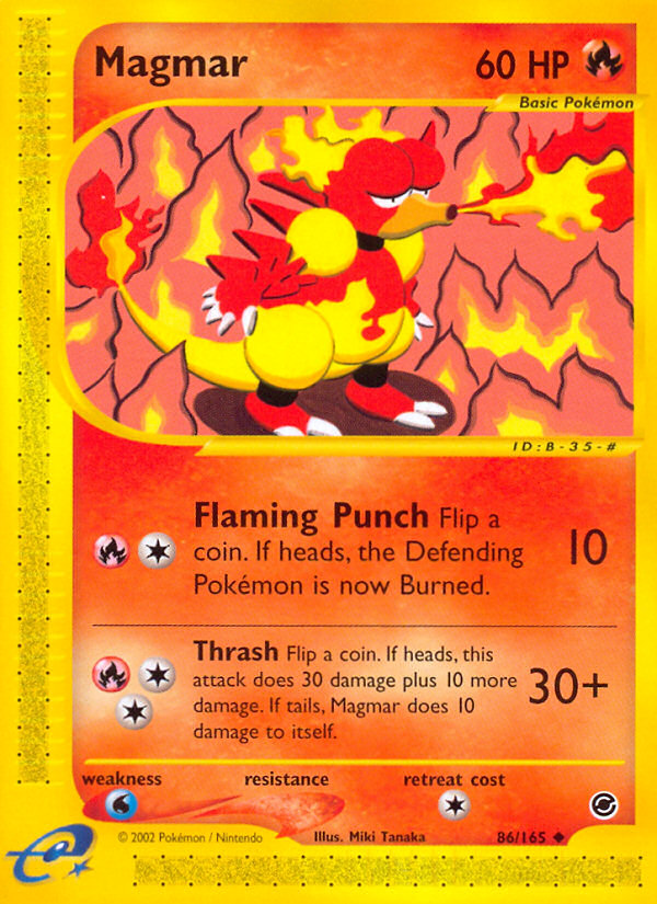 Magmar Pokémon card, Expedition Base Set, EX #86