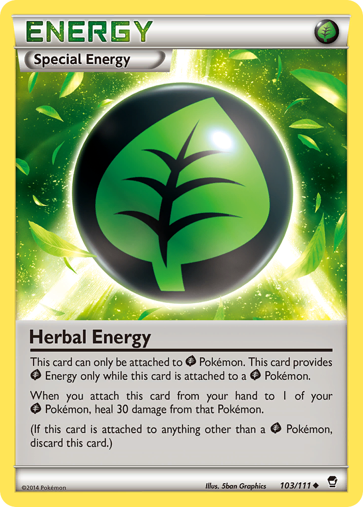 Herbal Energy Pokémon card, Furious Fists, FFI #103