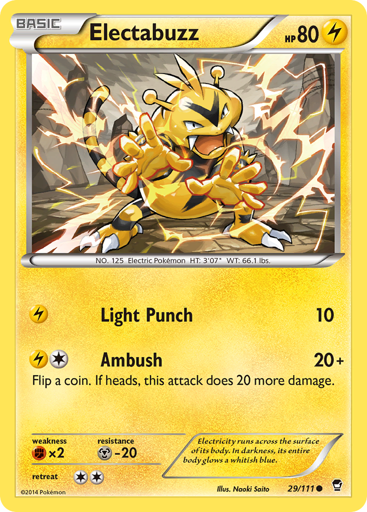 Electabuzz Pokémon card, Furious Fists, FFI #29
