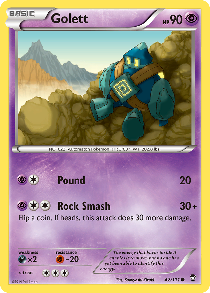 Golett Pokémon card, Furious Fists, FFI #42