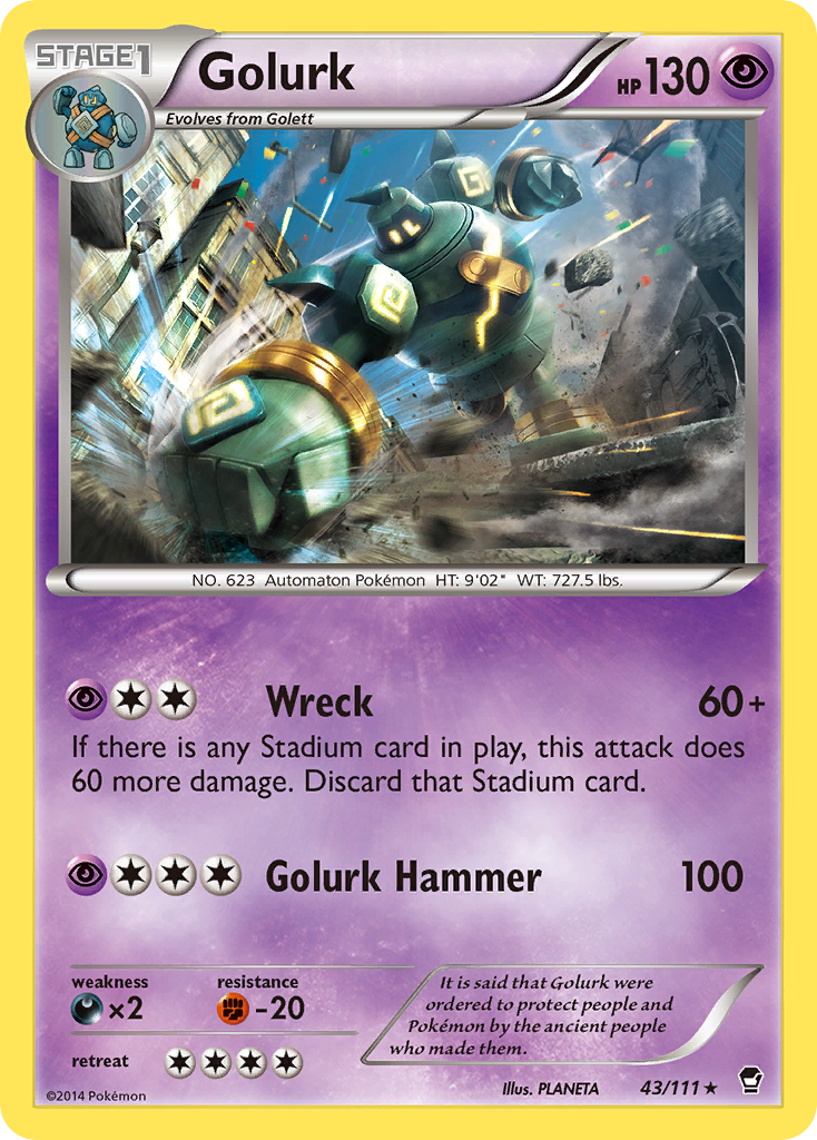 Golurk Pokémon card, Furious Fists, FFI #43