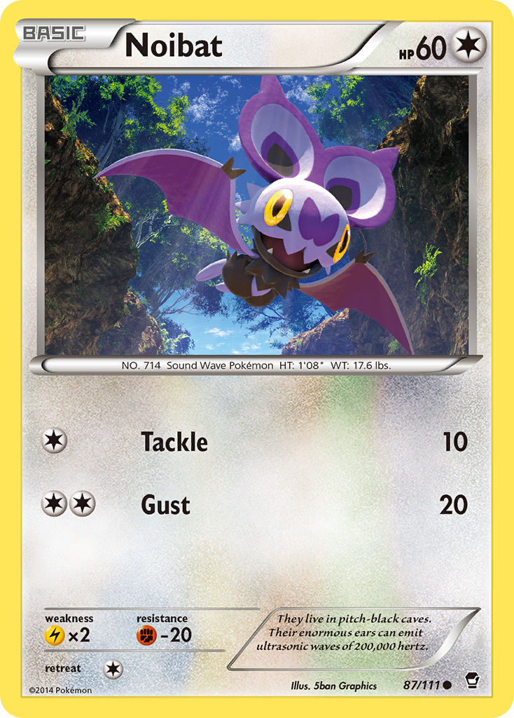 Noibat Pokémon card, Furious Fists, FFI #87