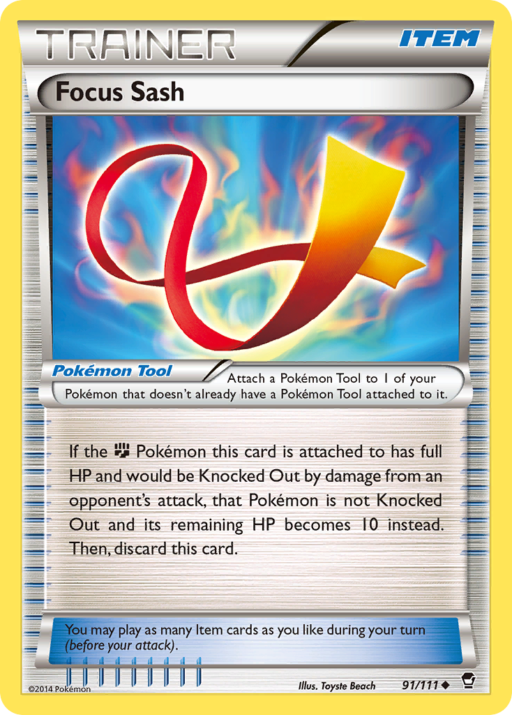 Focus Sash Pokémon card, Furious Fists, FFI #91